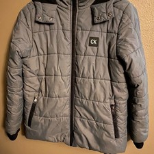 EUC Calvin Klein Jeans Boys Charcoal puffer coat Soze M Size 10-12