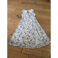 ASTR the Label Cream Purple Floral Midi Dress Front Slit Smocked Back (465)