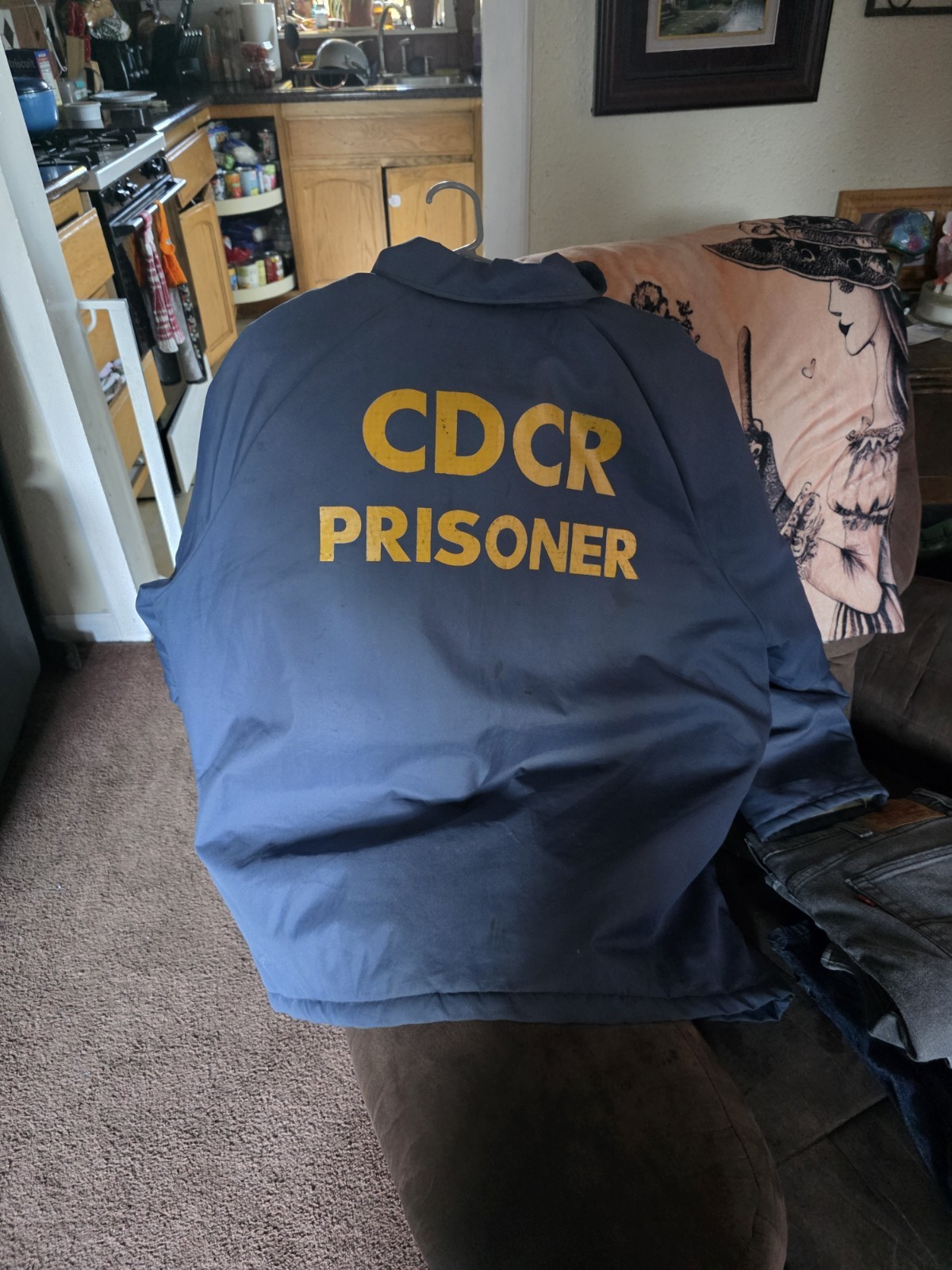 Blue Solid Prison Theme Logo Full Zip Men's Regul… - image 2