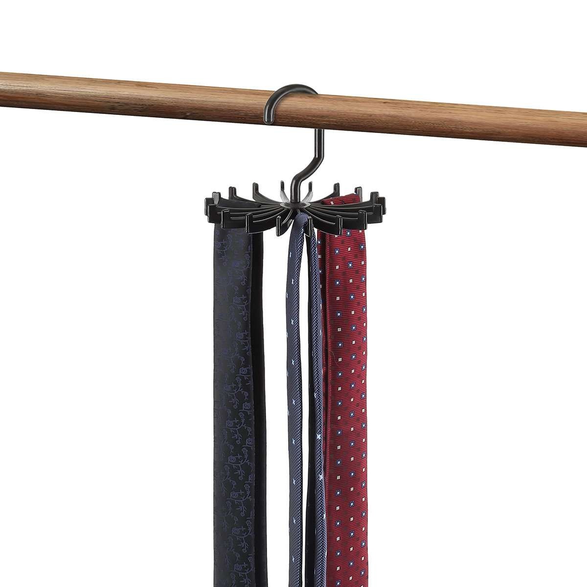 360° Rotatable Neck Tie Rack Hanger Organizer Scarf Belt Hook Storage Holder