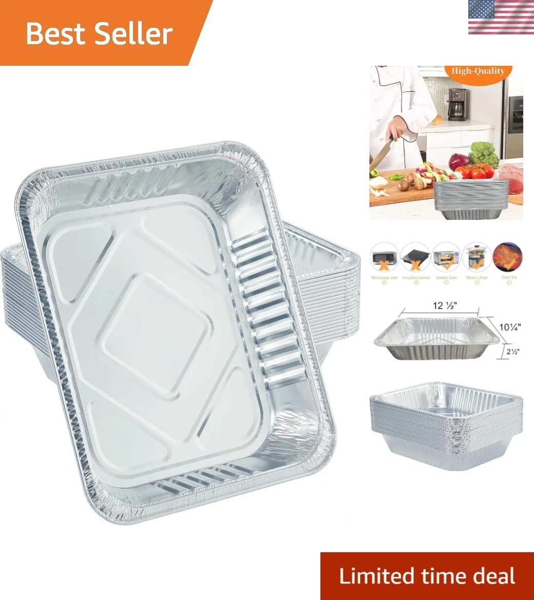 Aluminum Pans 9x13 Disposable Foil Pans 10 Pack Half Size Deep Steam Table Pa...