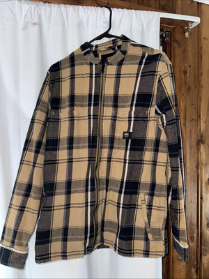 Men's Vans Full Zip Classic Fit Long Sleeve Ayer Flannel Woven Plaid Zip Jacket