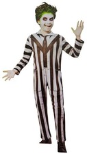 Rubies Boys Size S 6/7 Beetlejuice Costume Jumpsuit Halloween Black Striped New