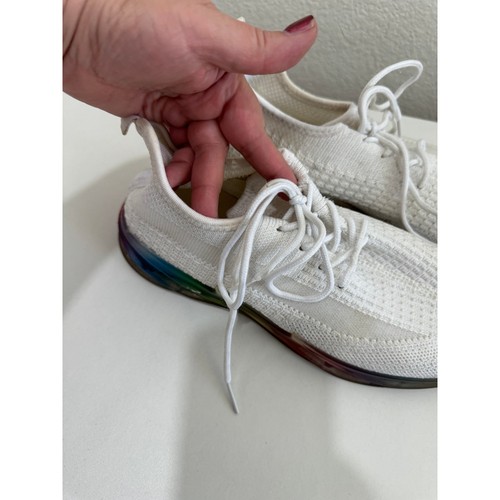 Women's Wanted White Sneakers Tennis Shoes with Rainbow Soles 7 - Picture 2 of 10