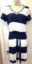 Tommy Hilfiger Small Striped V-Neck Belted Dress 26-142