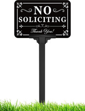 No Soliciting Sign for House with Stake - Adjustable Height - 12 X 8 Inch/37 Inc