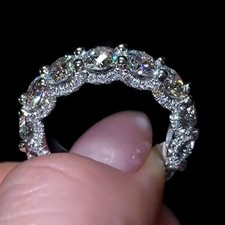 5.70TCW Round Cut Moissanite Full Eternity Engagement Ring 14K White Gold Plated