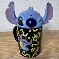 NWOT Disney Stitch Coffee Tea Mug With Removable Lid Cover.