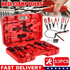 10PCS Hose Clamp Clip Plier Set Swivel Jaw Flat Angled Band Automotive Tool Set