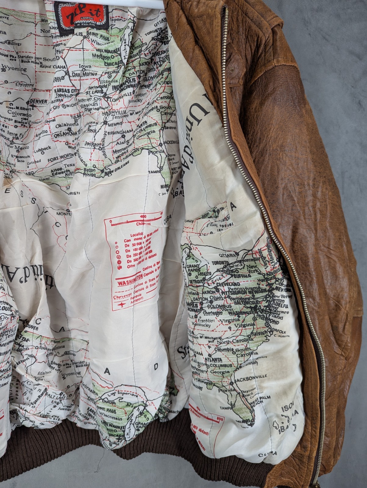 Zip It Leather Flying Aviator Jacket American Style Large Vintage Made England image 4