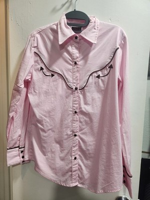 Rock Steady Light Pink Western Rockabilly Cowgirl Long Sleeve Large