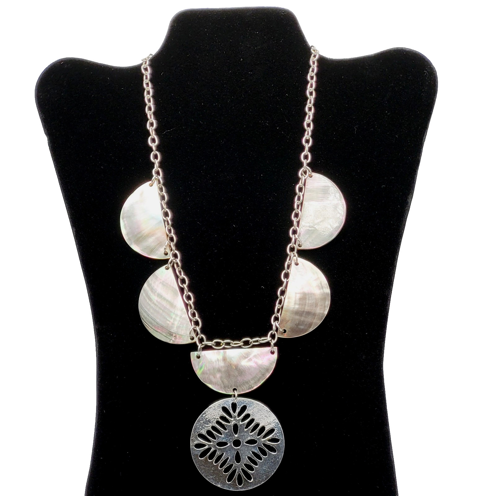 Shell Seashell MOP Abalone Half Circle Silver Ton… - image 6