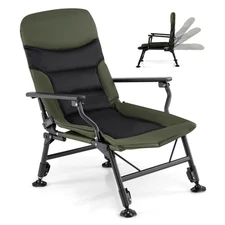 Oversized Foldable Fishing Chair Camping Chair w/ Large Adjustable Feet Armrest