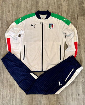 PUMA Italien FIGC Trainingsanzug Vintage Set Jacke & Hose Gr. S Weiß/Blau