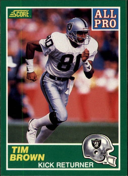 1989 Score #305A Tim Brown ERR AP/Photo on front act-/ually 80 James Lofton FB