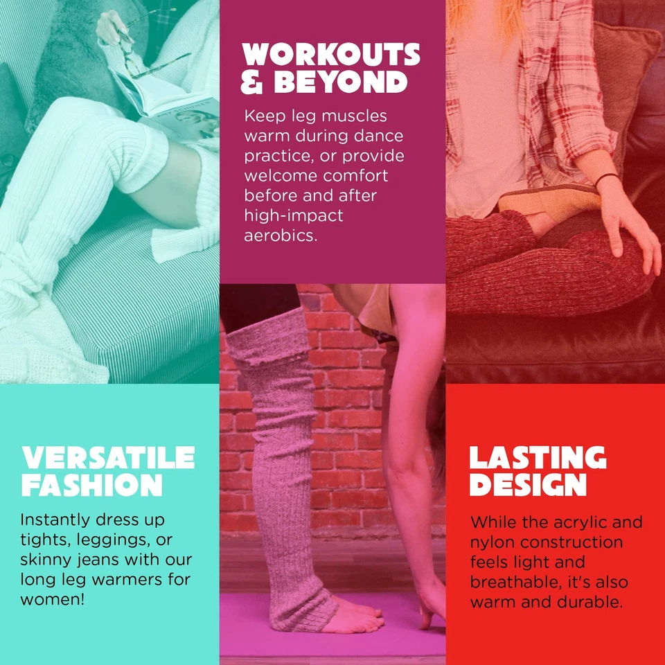 Calentadores de piernas para mujer de punto con cable negros súper largos Foto 3 de 4