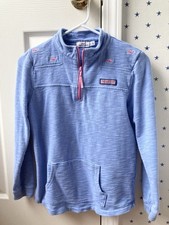 FLAW Girls Vineyard Vines Quarter Zip L Pink Blue Large Sweater 14 78 Pullover
