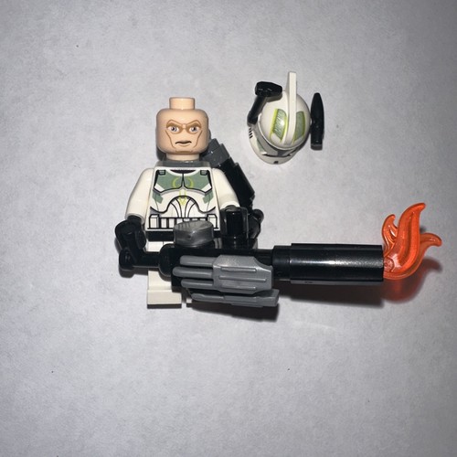 Lego Star Wars Clone Trooper Horn Company Sand Green W/ Flamethrower SW0298 - Picture 3 of 3