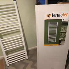 Termofer 1190x450mm White Heated Towel Rail Radiator Large Bathroom High BTU