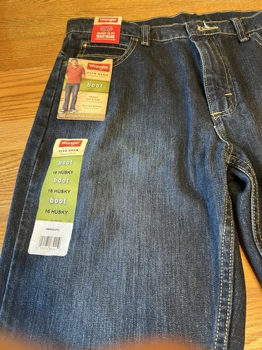 Wrangler Boy's Jean Five Star Boot Fit Flex Size 16 Regular Blue New - Picture 2 of 6