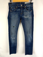 Rag  Bone Women's Blue Denim Distressed Kingsland Skinny Jeans Size 25