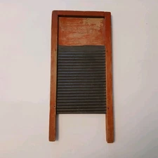 Vintage Washboard Old Red Paint Badger Woodenware USA Farmhouse Country Cottage