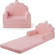 Kids Couch 2-in-1 Soft Toddler Couch Fold Out Toddler Chair Comfy Convertible