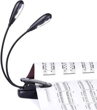Rechargeable Music Stand Light, Clip on Reading 8 LED Book Lamp, White