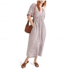 Madewell Marianna Women's Sz M Floral Midi Dress Puff Sleeve Daisies Blue Cotton