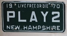 ÉTIQUETTE PLAQUE D'IMMATRICULATION NEW HAMPSHIRE VANITY 1970 #PLAY2