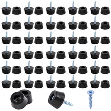 50-Pcs Round Black Rubber Feet Bumpers Pads with Matching Screws with Built i...