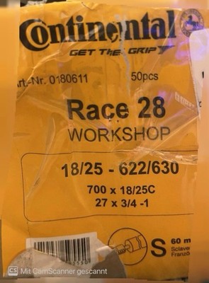 5x Continental Race 28 Tubes (700c)  18-25mm 60mm Presta Valve