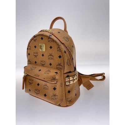 MCM Visetos Stark Rucksack mit seitlichen Nieten Authentic Camel Monogram Damen