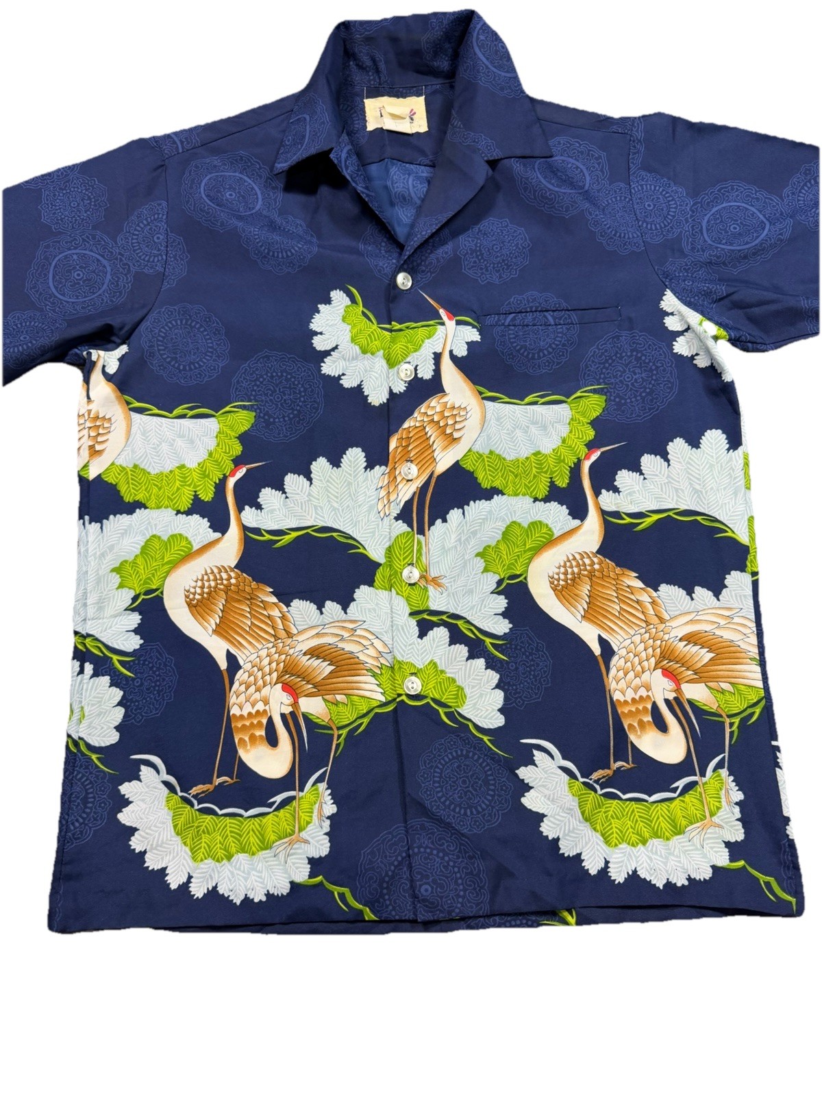 Vintage 80’s Resort Line Crane Bird Hawaiian Aloha Men’s Shirt Sz Medium Hawaii