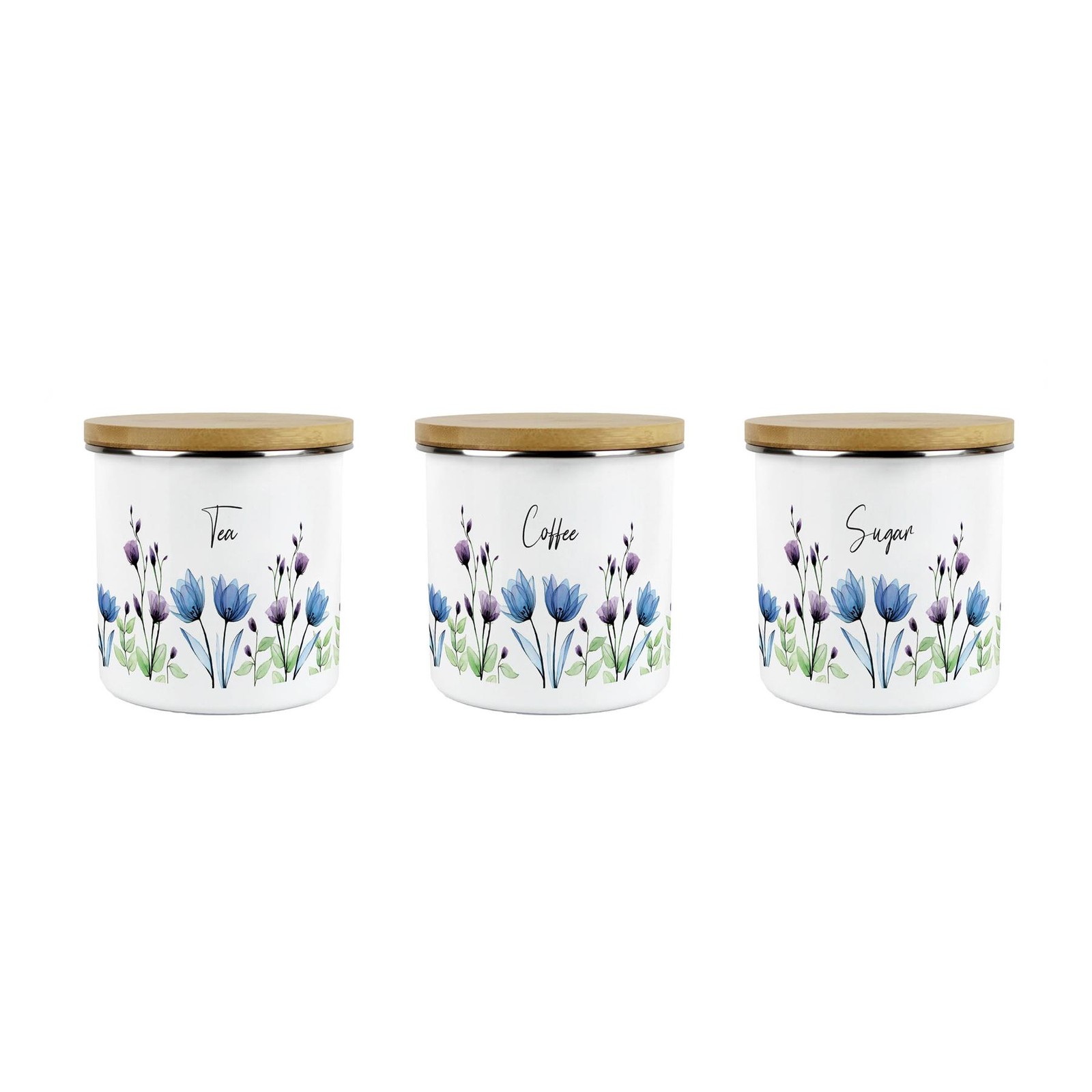 Blooming Lovely Tea, Coffee & Sugar 600ml Kitchen Canisters - Purple Floral Set