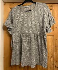 George Women’s Maternity Size 12 Grey Smock Dress Ruffle Sleeve Stretch Short