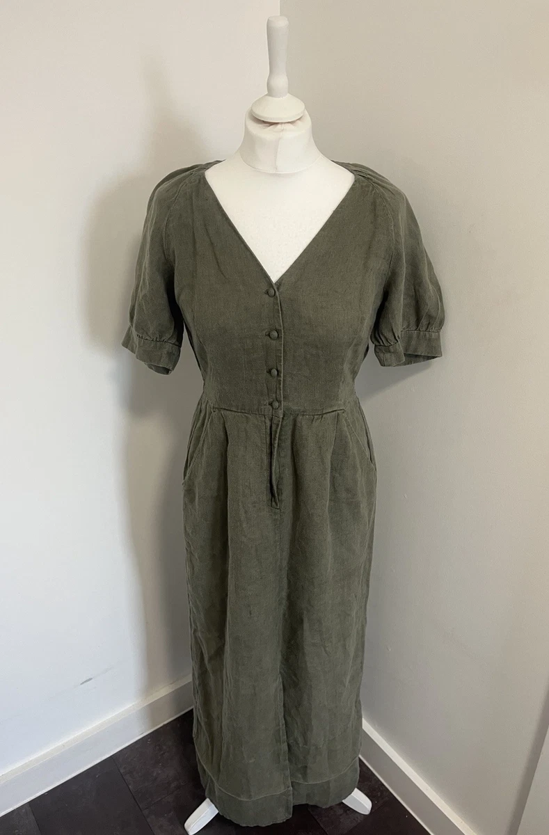 chinese dress ladies Turquoise Gloria Linen Blend Dress – Fenwick main image 0
