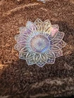Vintage Federal Glass Clear Iridescent Carnival Flower Petal Bowl & Plate Server