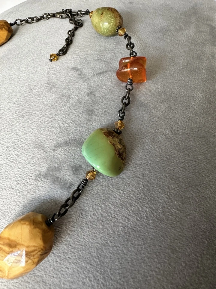 COLLAR SILPADA ÁMBAR TURQUESA COLGANTE PLATA ESTERLINA CUARZO PIEDRAS PRECIOSAS Foto 4 de 4