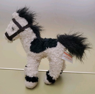 Plushland Pinto Horse Pony Plush 6'' Black/White-Cream 2011 Stuffed Animal Bridle