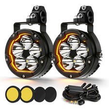 2x Motorcycle Led Auxiliary Lights Headlight Yellow White Spot Driving Fog Lamp