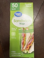 Great Value Double Zipper Sandwich Bags Assorted Colors 50 Count