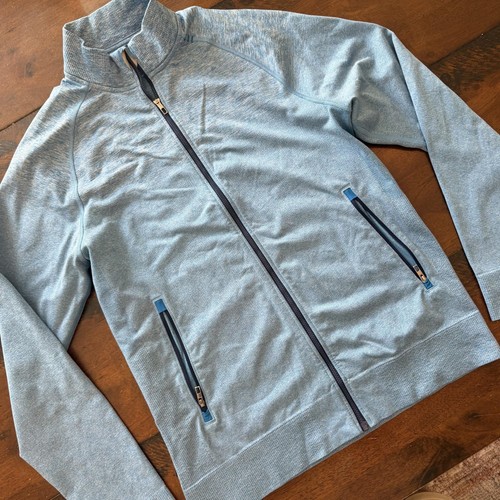 Lululemon Track Jacket Mens Medium Blue Full Zip Knit Athletic Running Layer