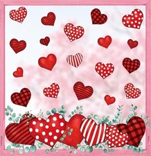 9 Sheets Valentine's Day Window Clings Stickers Red Buffalo Plaid Stripe Dots