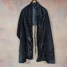Vintage Gothic black large velour scarf/ shawl Boho Whimsigoth