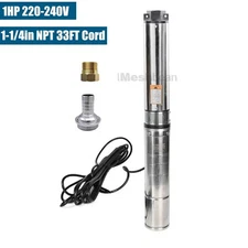 4 in OD  1 HP Deep Well Submersible Pump 33 GPM 207 ft Stainless Steel 220V