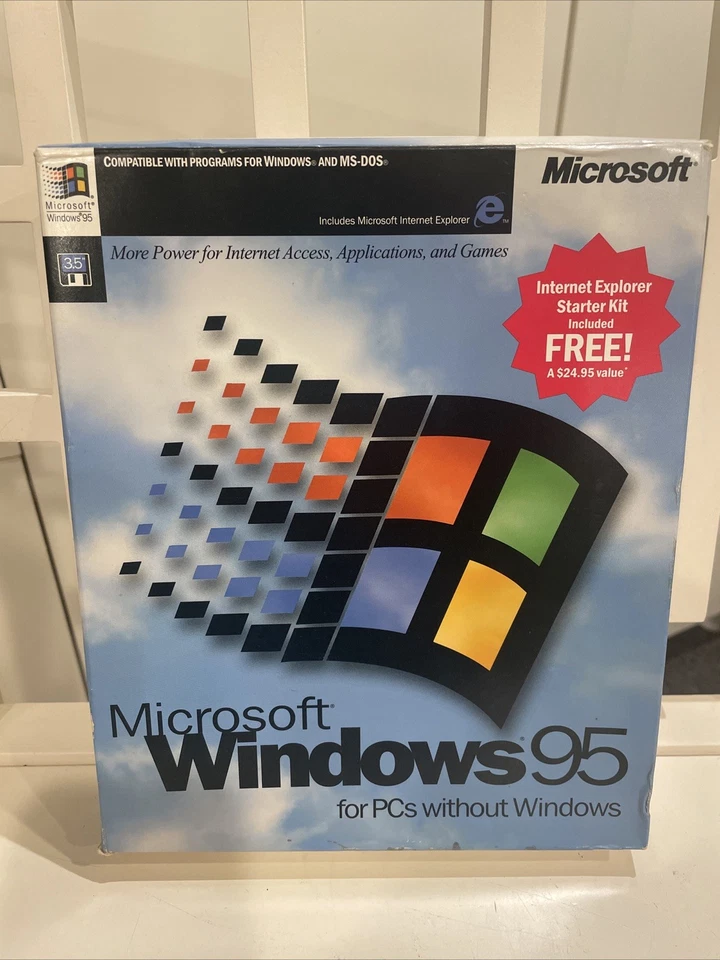 New Microsoft Windows 95 OS 3.5" Floppy MS-DOS PCs RARE 1996 US Int Expl Kit N/c - Image 2 of 4