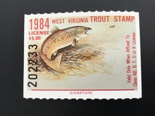 ICOLLECTZONE  US 1984 Resident West Virginia T25 Trout Stamp VF NH