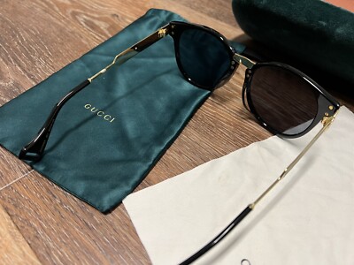 Gucci Sunglasses GG0586SA Black & Gold Authentic | eBay display picture 2