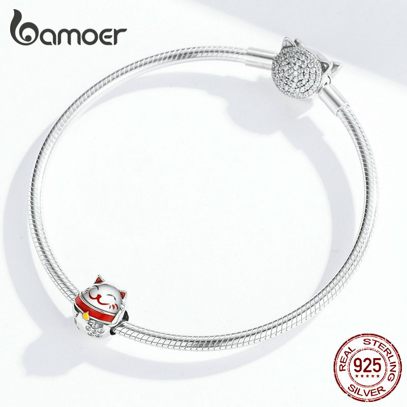maruneko様　BSサラプルオーバーシルバー BAMOER Solid S925 Sterling silver charm Enamel Maneki Neko